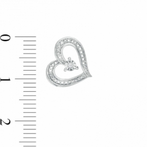 Серьги-гвоздики Сердечки из серебра с бриллиантом