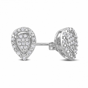 Серьги-гвоздики из серебра с бриллиантом