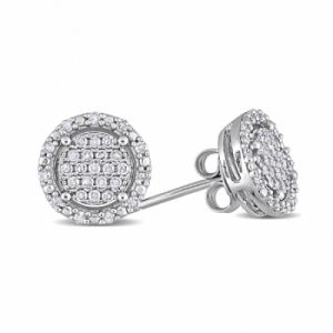 Серьги-гвоздики из серебра с бриллиантом