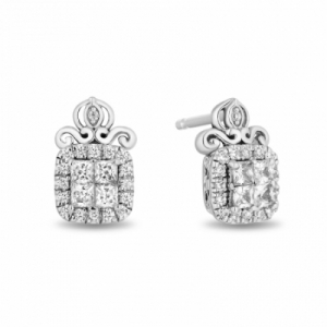 Серьги-гвоздики из серебра с бриллиантом