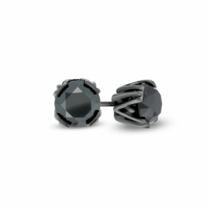 Серьги-гвоздики из серебра с черным бриллиантом