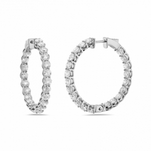 Серьги конго из белого золота 585 пробы с бриллиантом