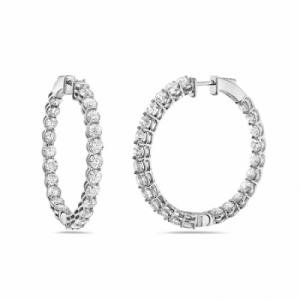 Серьги конго из белого золота 585 пробы с бриллиантом