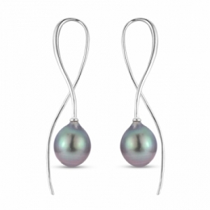 Серьги из серебра с черным жемчугом
