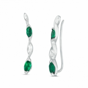 Серьги из серебра с изумрудом
