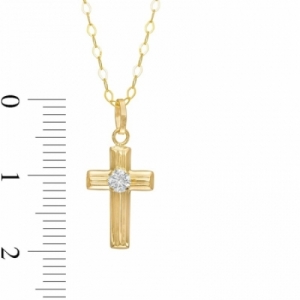 Крестик из желтого золота 585 пробы с Swarovski Zirconia