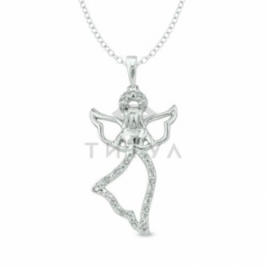 Серебряная подвеска в форме Ангела с бриллиантами
