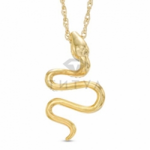 Подвеска в виде змейки из желтого золота с бриллиантами