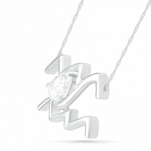 Подвеска-знак Зодиака из серебра с белым сапфиром