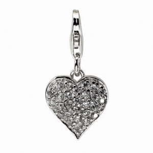 Подвеска шарм "Сердце" из серебра с Swarovski Zirconia