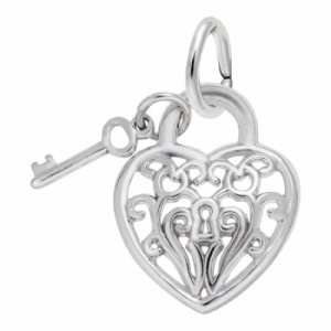 Подвеска-шарм "Сердце с ключиком" из серебра